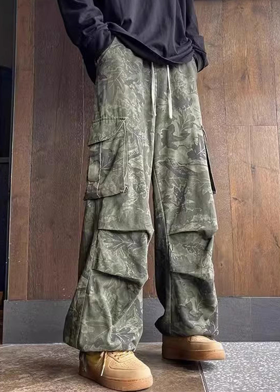 Army Green Pockets Print Pants Summer Sa024
