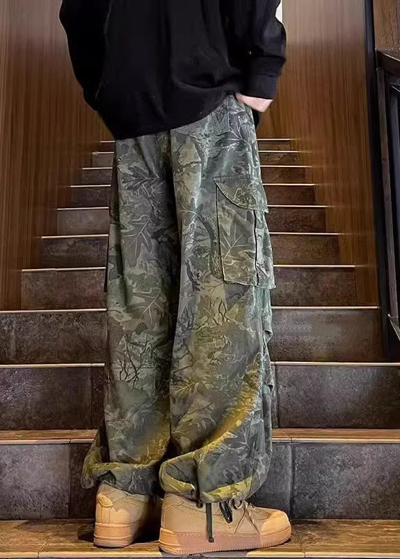 Army Green Pockets Print Pants Summer Sa024