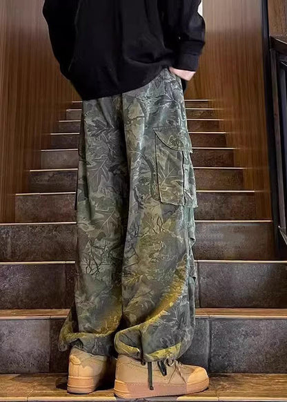 Army Green Pockets Print Pants Summer Sa024