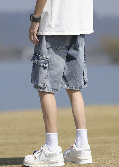 Black Pockets Lace Up Denim Shorts Summer Yl031