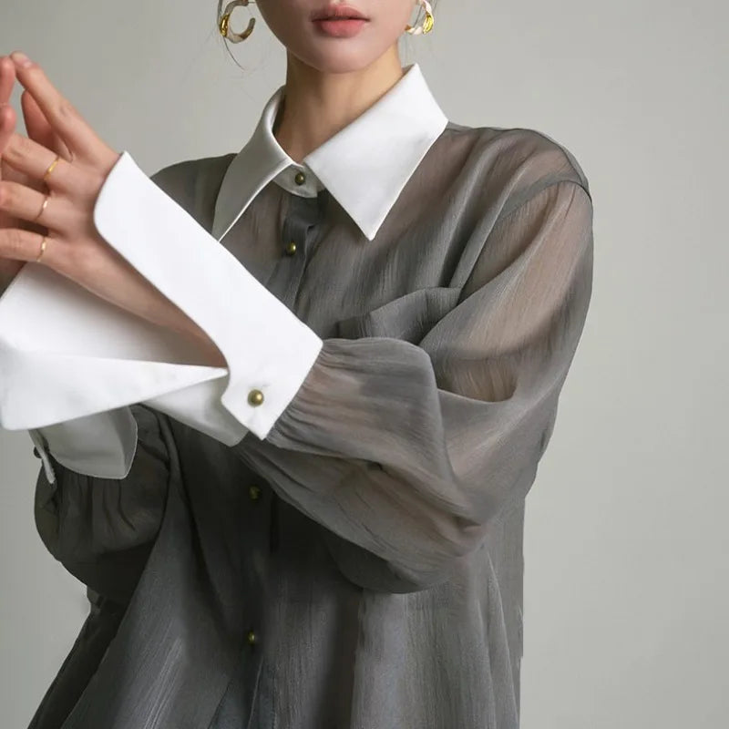 Sheer Long Sleeve Sun-proof Blouse