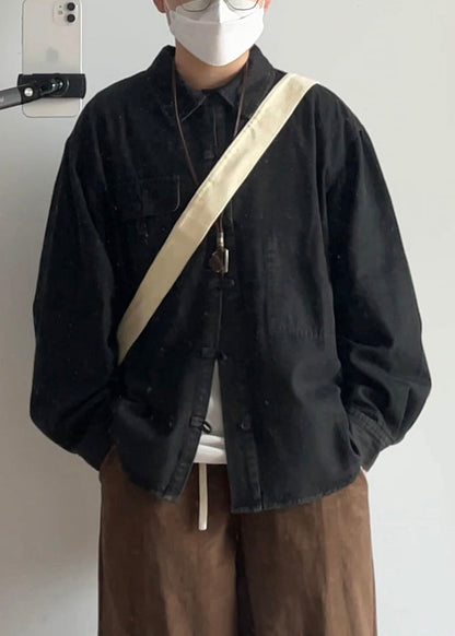 Oversized Spring Coat Pockets Button Blue Denim