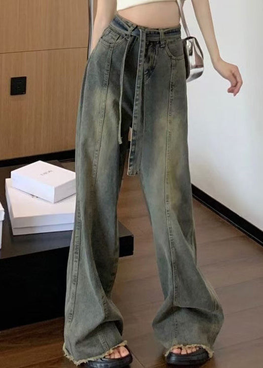 Lace Pants Blue Pockets Up Spring Denim