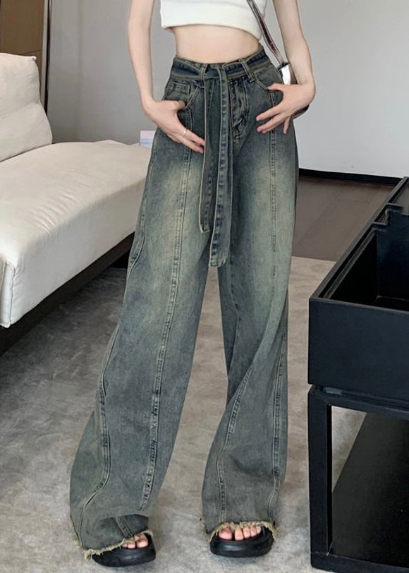 Lace Pants Blue Pockets Up Spring Denim
