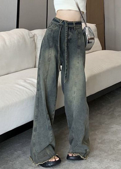 Lace Pants Blue Pockets Up Spring Denim