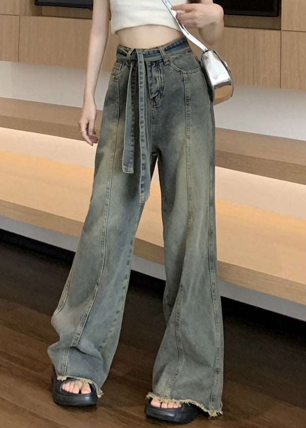 Lace Pants Blue Pockets Up Spring Denim