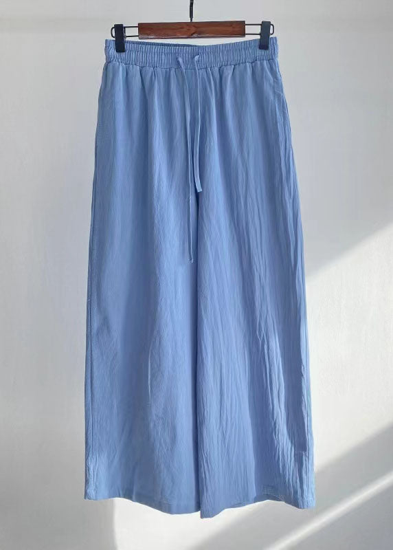Blue Peter Pan Collar Tops and Pants Cotton Two-piece Set Spring Lc0459