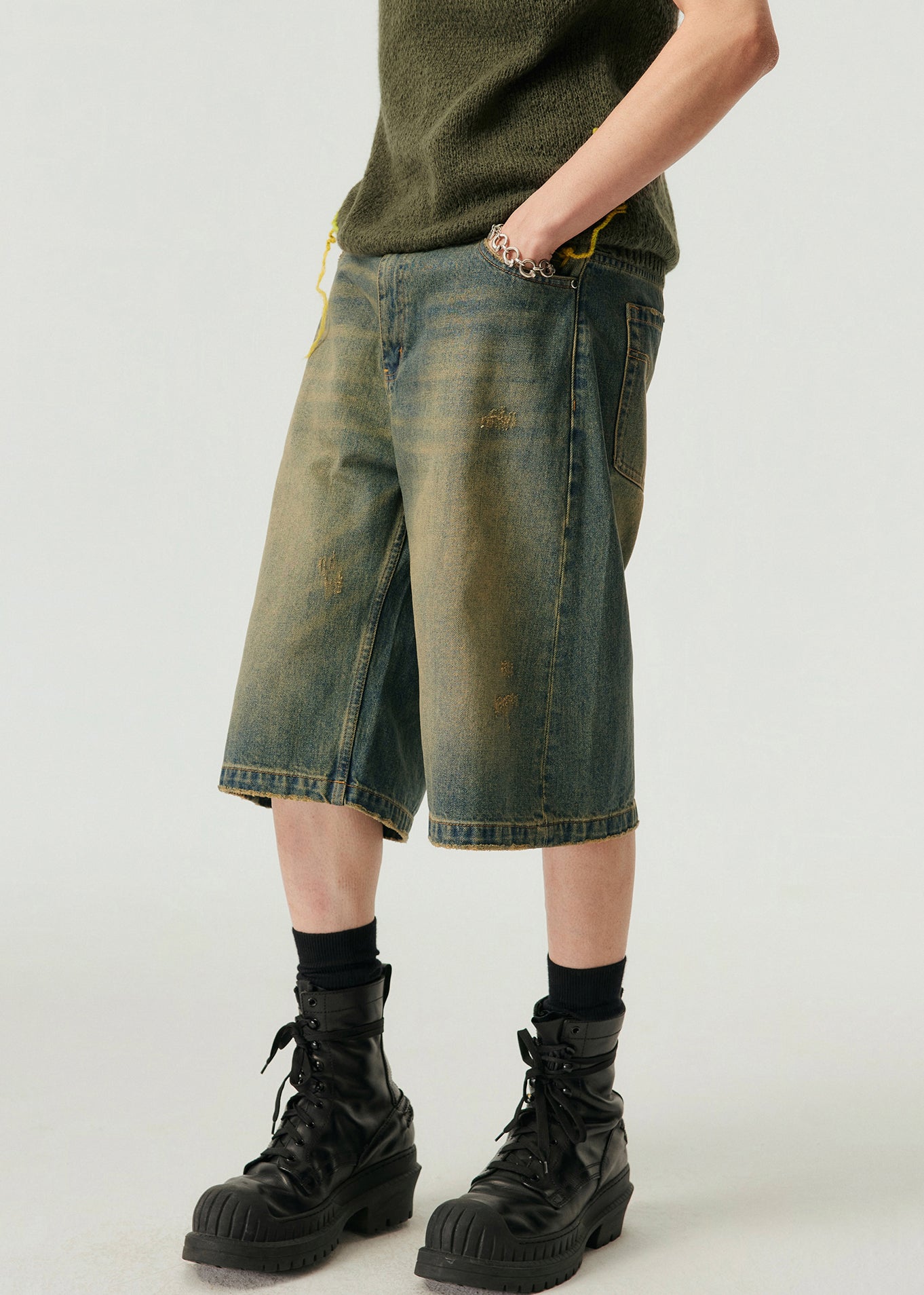 Blue Pockets High Waist Denim Shorts Summer Yl013