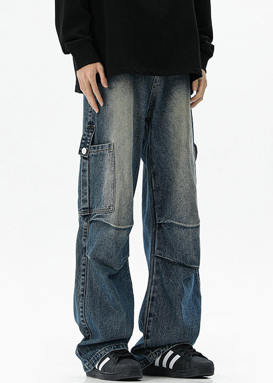 Pockets High Spring Blue Denim Waist Pants