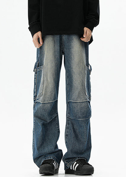 Pockets High Spring Blue Denim Waist Pants