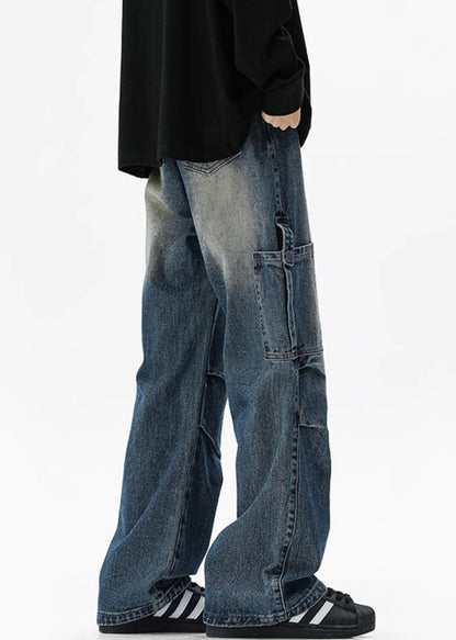 Pockets High Spring Blue Denim Waist Pants