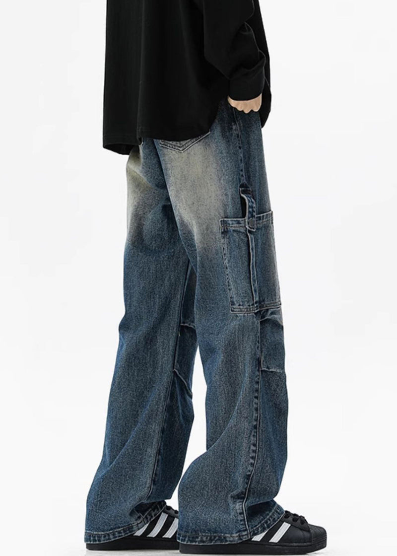 Pockets High Spring Blue Denim Waist Pants