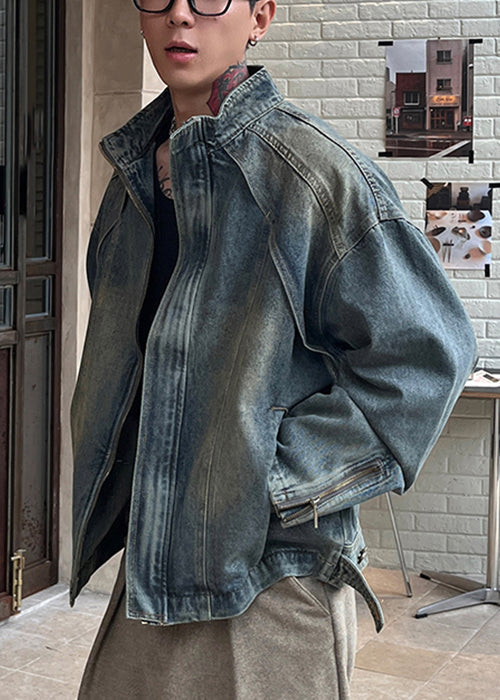 Denim Coat Tc048 Zip Blue Spring Pockets Up