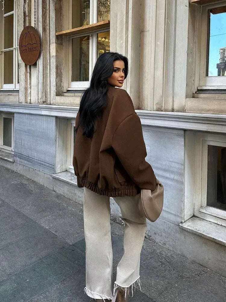 Brown Long Single Breasted New Coat