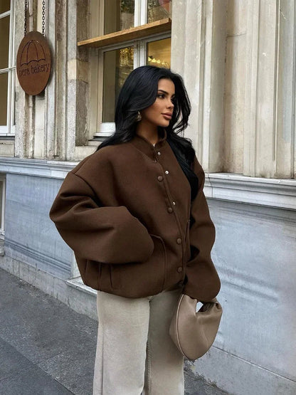 Brown Long Single Breasted New Coat