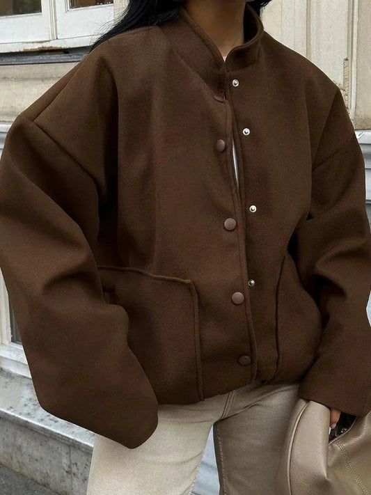Brown Long Single Breasted New Coat