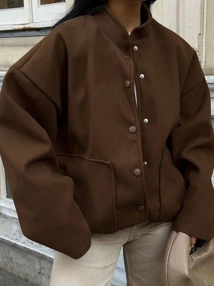 Brown Long Single Breasted New Coat