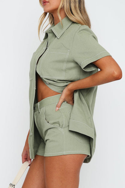 Cargo Shirt Shorts Set