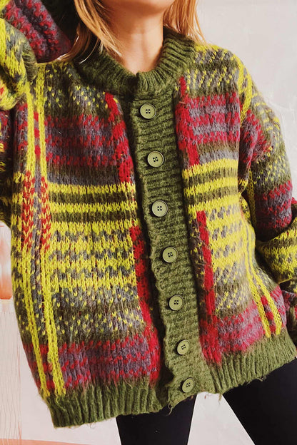 Contrast Striped Cardigan