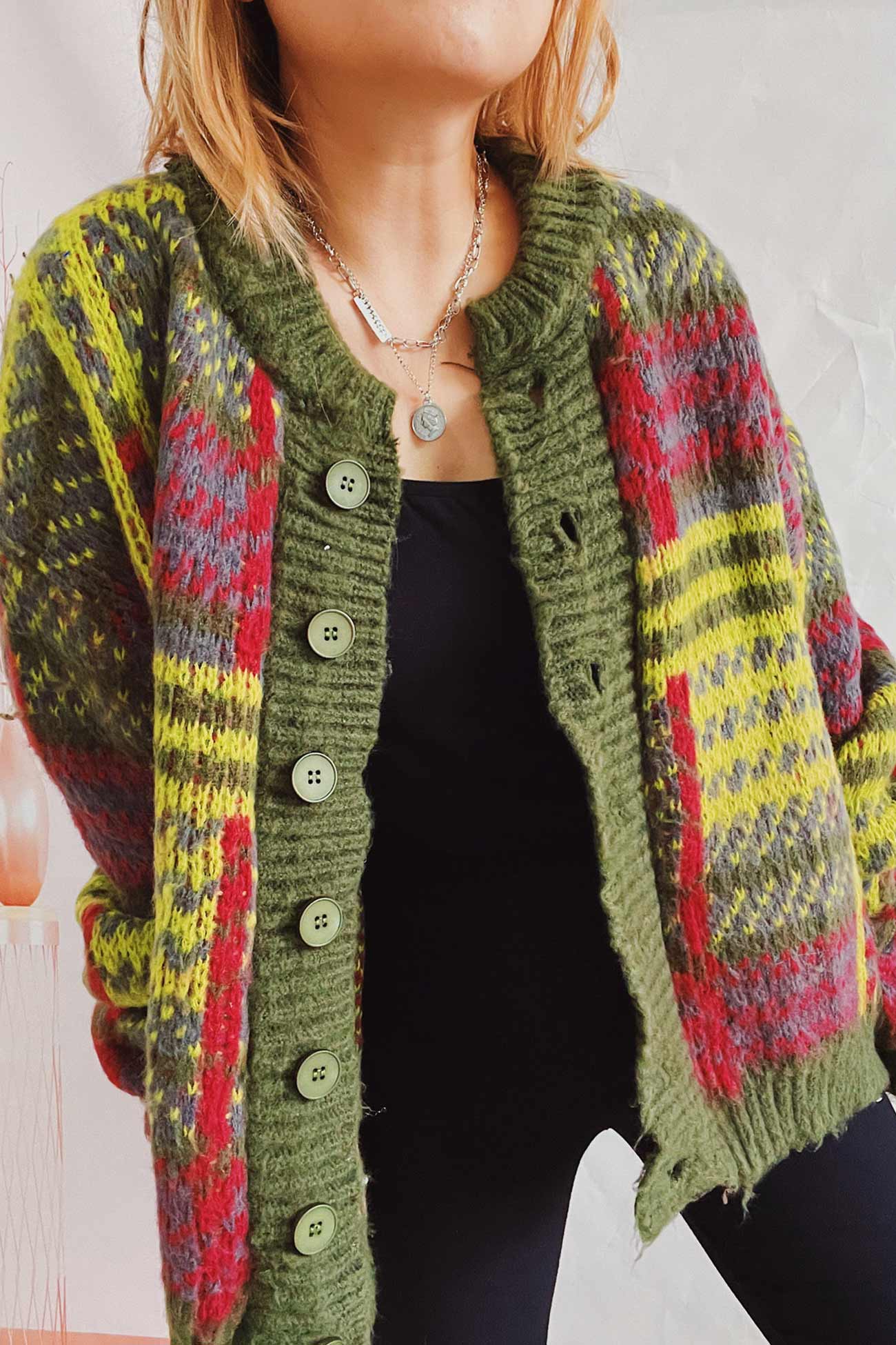 Contrast Striped Cardigan