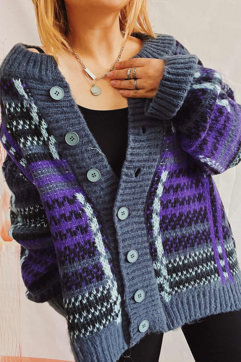 Contrast Striped Cardigan