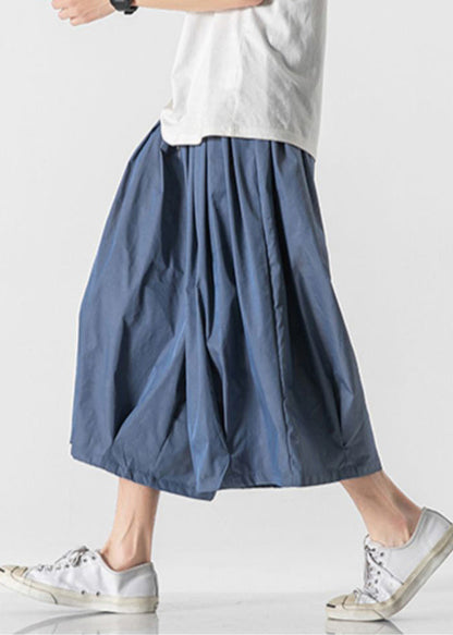 Dark Red Pockets Elastic Waist Lantern Pants Yt017