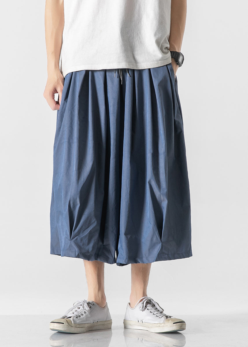Dark Red Pockets Elastic Waist Lantern Pants Yt017