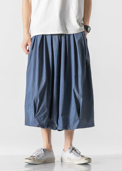 Dark Red Pockets Elastic Waist Lantern Pants Yt017