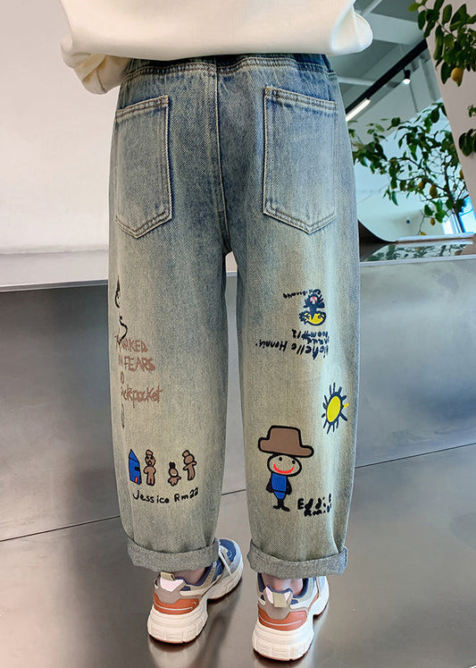 Denim Blue Patchwork Harem Kids Harem Pants Spring Tv015