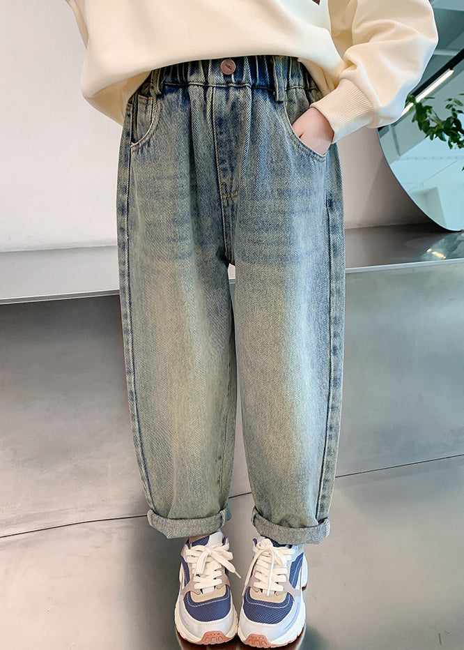 Denim Blue Patchwork Harem Kids Harem Pants Spring Tv015