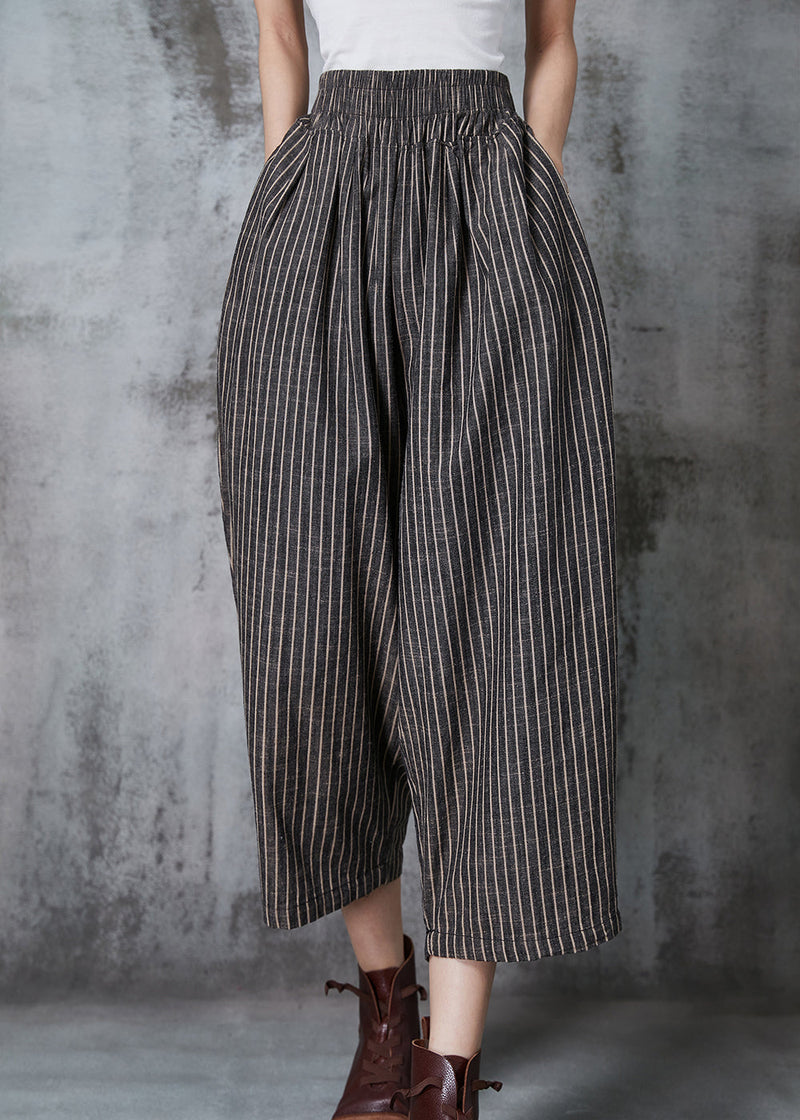 Dull Grey Oversized Striped Linen Harem Pants Summer Al1003