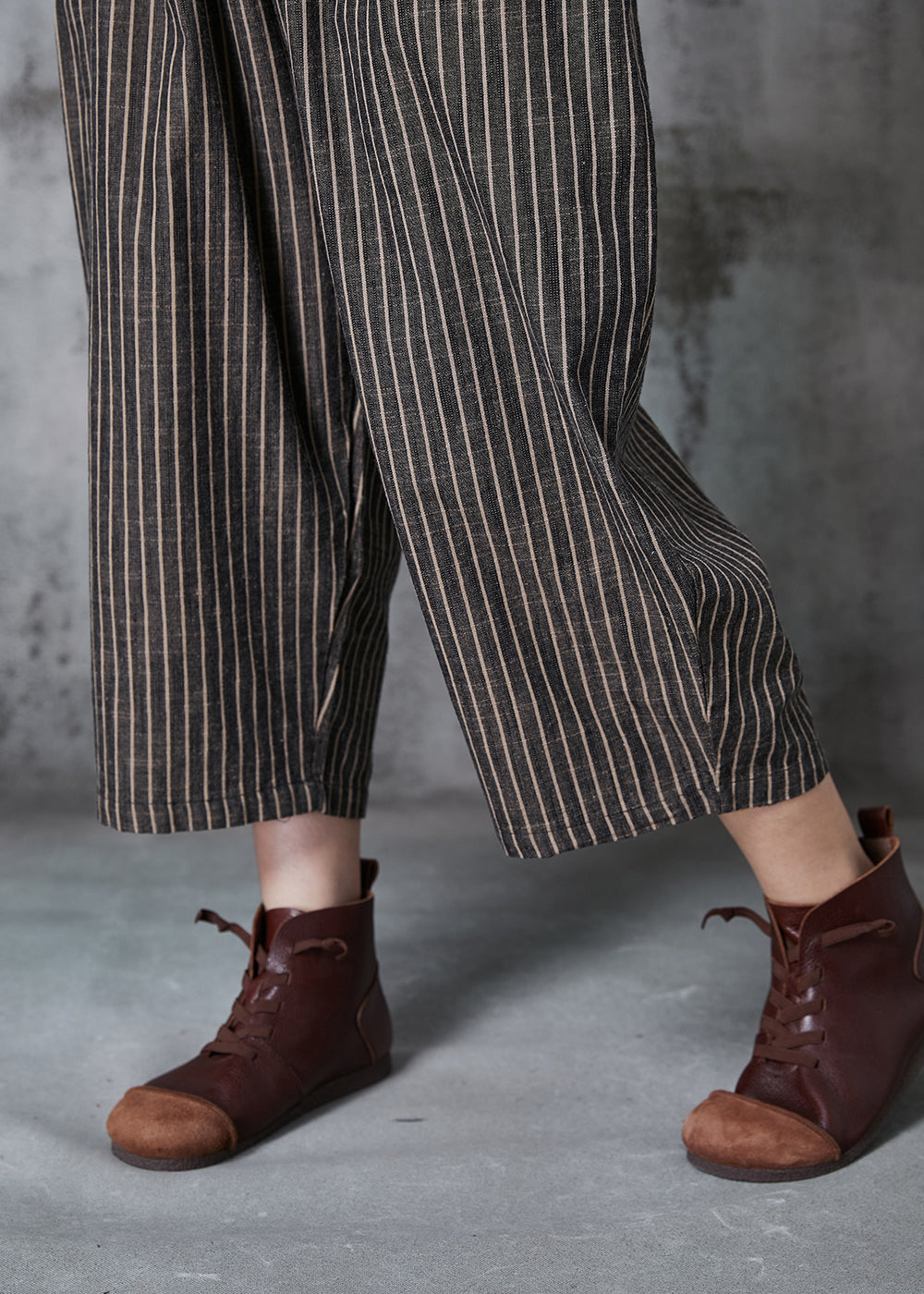 Dull Grey Oversized Striped Linen Harem Pants Summer Al1003