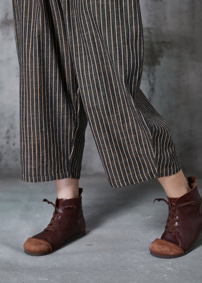 Dull Grey Oversized Striped Linen Harem Pants Summer Al1003