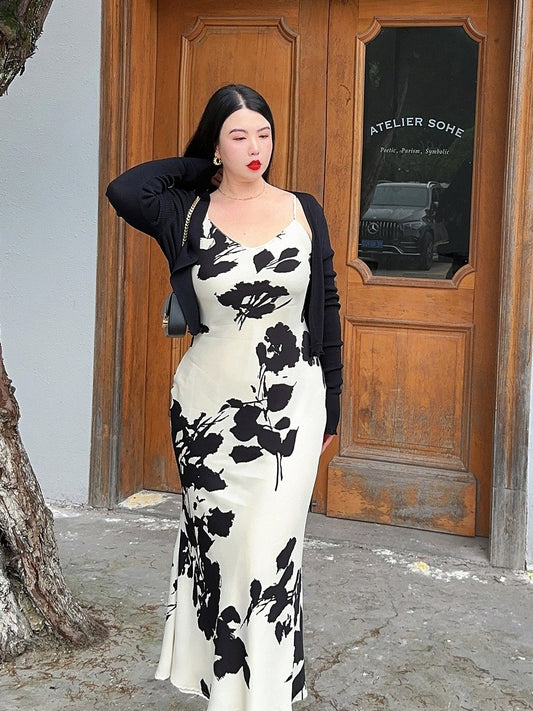 Satin Slip Dress Plus-size No Cardigan