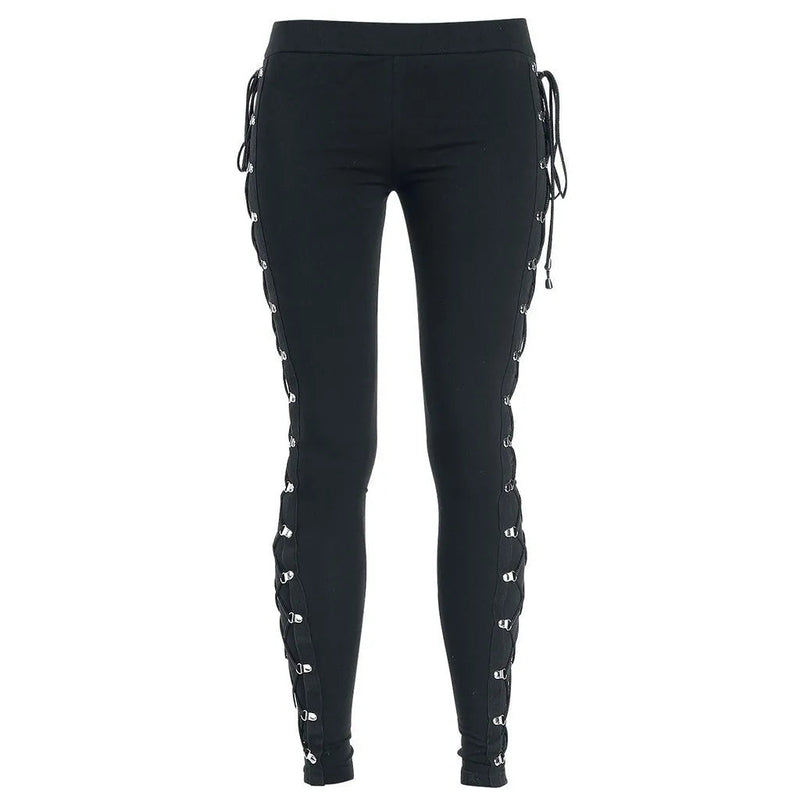 Gothic Lace Up Slim Halloween Pants