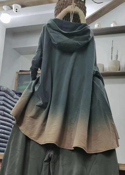 Grey Hooded Cozy Cotton Sweatshirt Long Sleeve Mn091