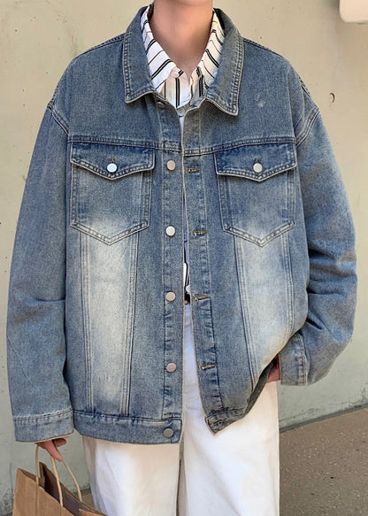 Yellow Coats Denim Collar Peter Mud Pan Button