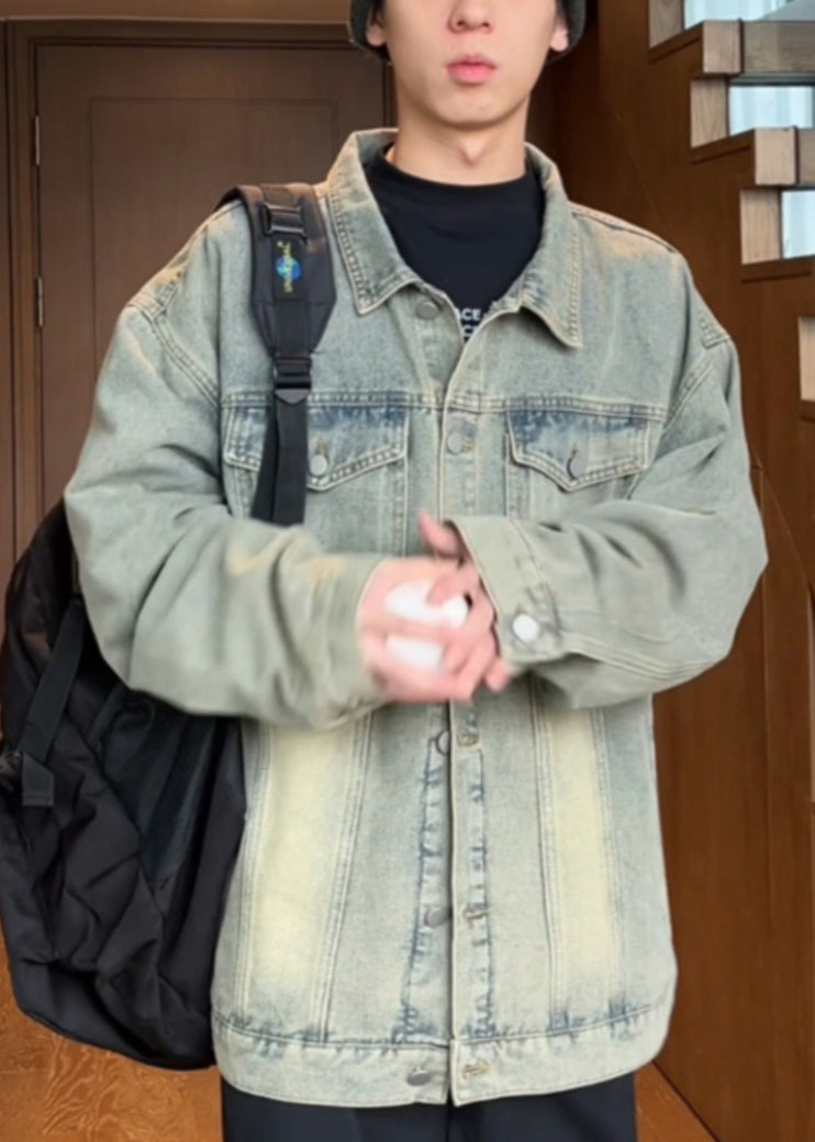 Yellow Coats Denim Collar Peter Mud Pan Button