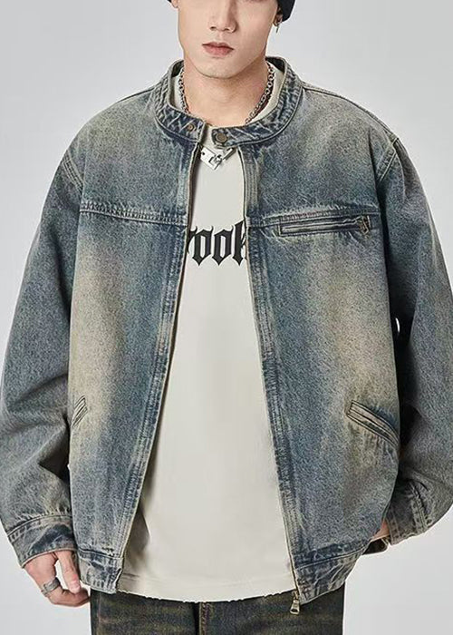 Coat Up Denim Zip Color Photo Spring Tc045 Pockets
