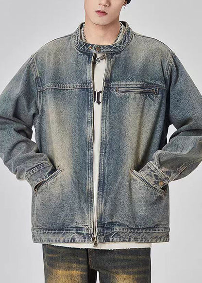 Coat Up Denim Zip Color Photo Spring Tc045 Pockets