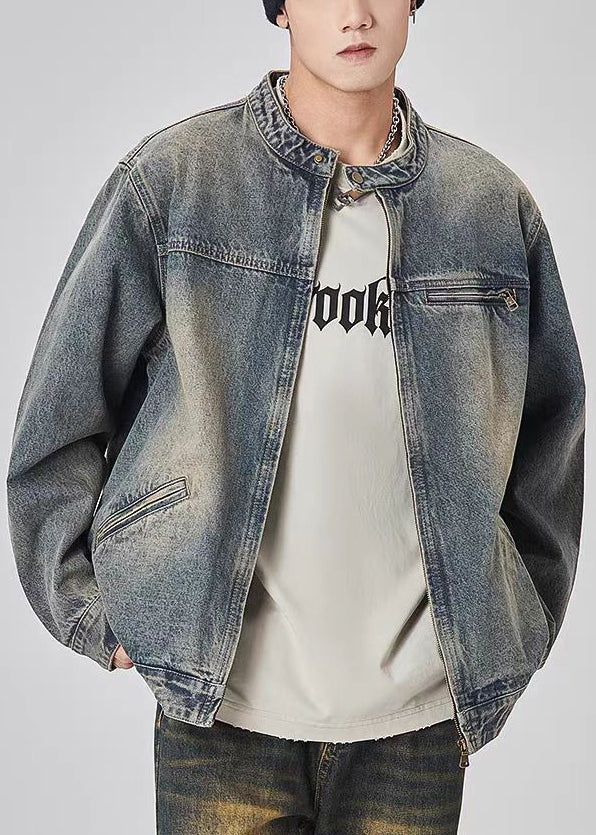 Coat Up Denim Zip Color Photo Spring Tc045 Pockets