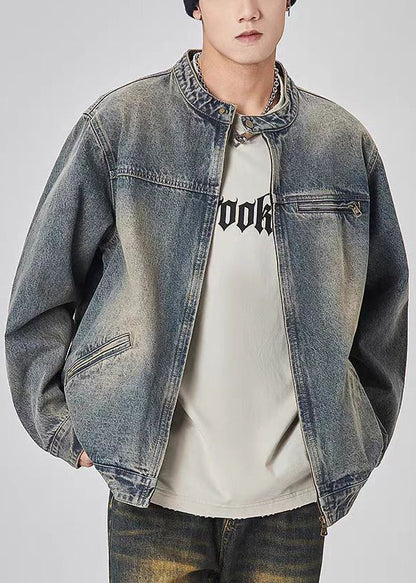 Coat Up Denim Zip Color Photo Spring Tc045 Pockets