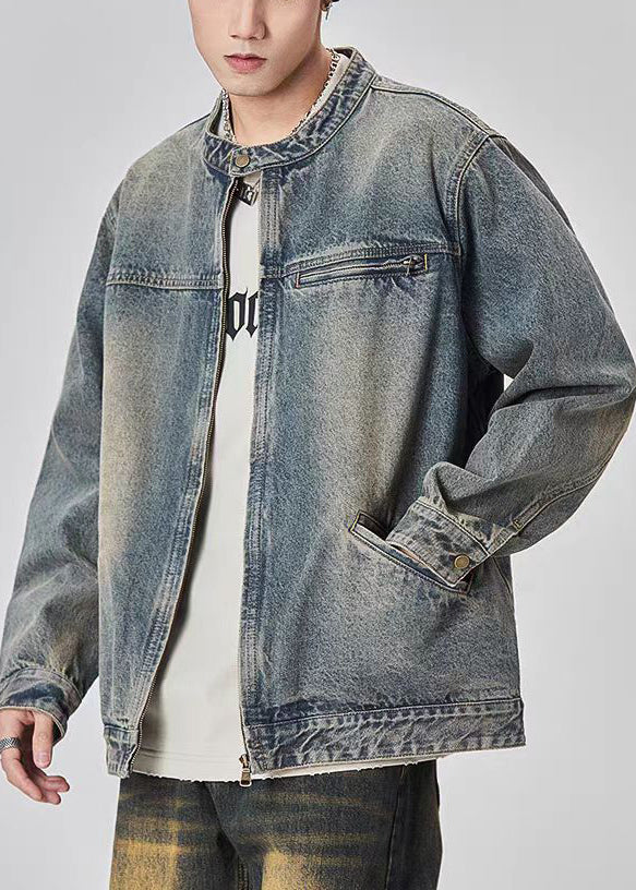 Coat Up Denim Zip Color Photo Spring Tc045 Pockets