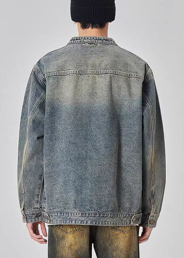 Coat Up Denim Zip Color Photo Spring Tc045 Pockets