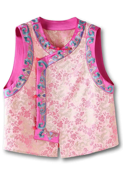 Embroidered Button Silk Waistcoat Sleeveless