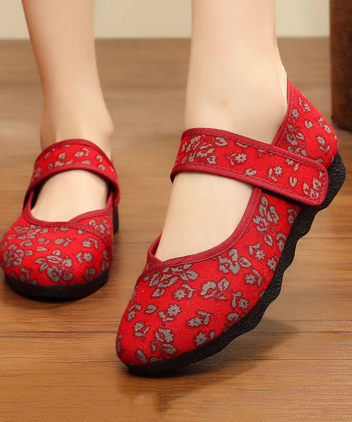 Print Cotton Fabric Flat Shoes for Buckle Strap Flat Shoes for Ly0202