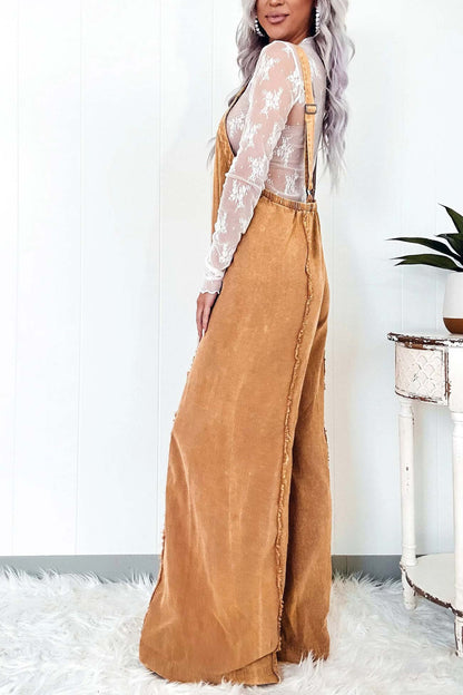 Raw Edge Wash Denim Jumpsuits