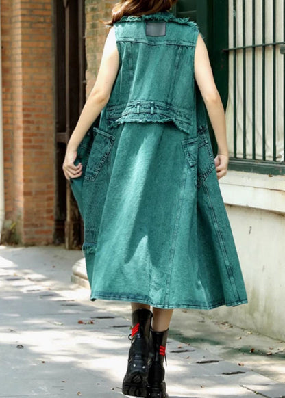Red Peter Pan Collar Patchwork Long Waistcoat Summer Tr016