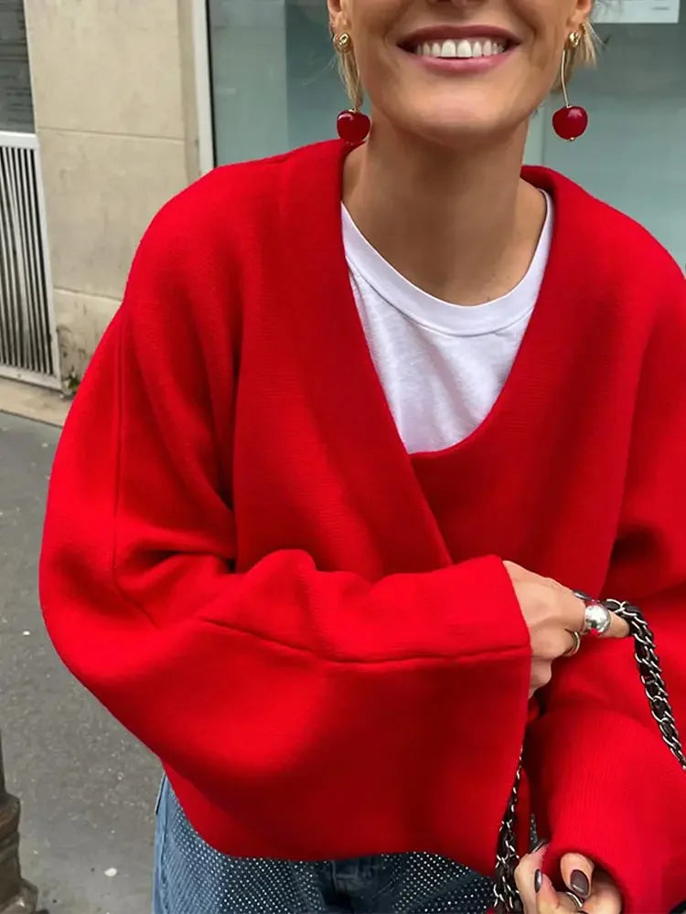 V Neck Long Sleeve Christmas Sweater