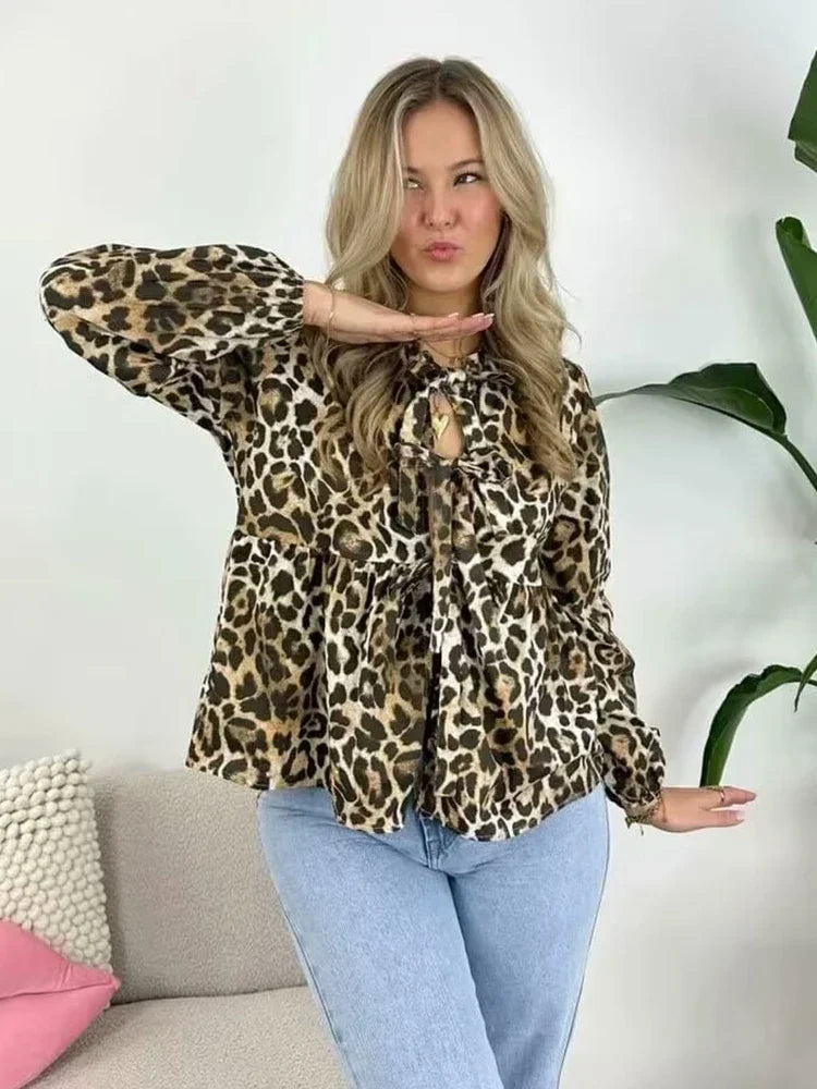 Puff Sleeve Bow Button Blouse